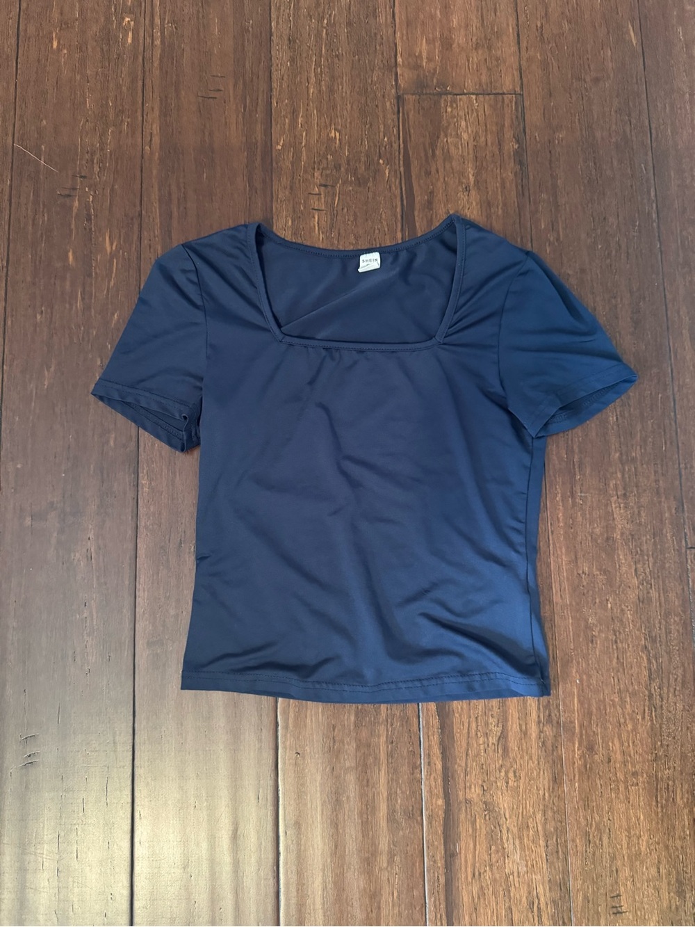 SHEIN Navy Square Neck Short Sleeve Top